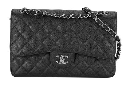 Chanel Classic Double Flap Jumbo, &pound;5,500, Handbags, Black, Caviar Leather, Front view